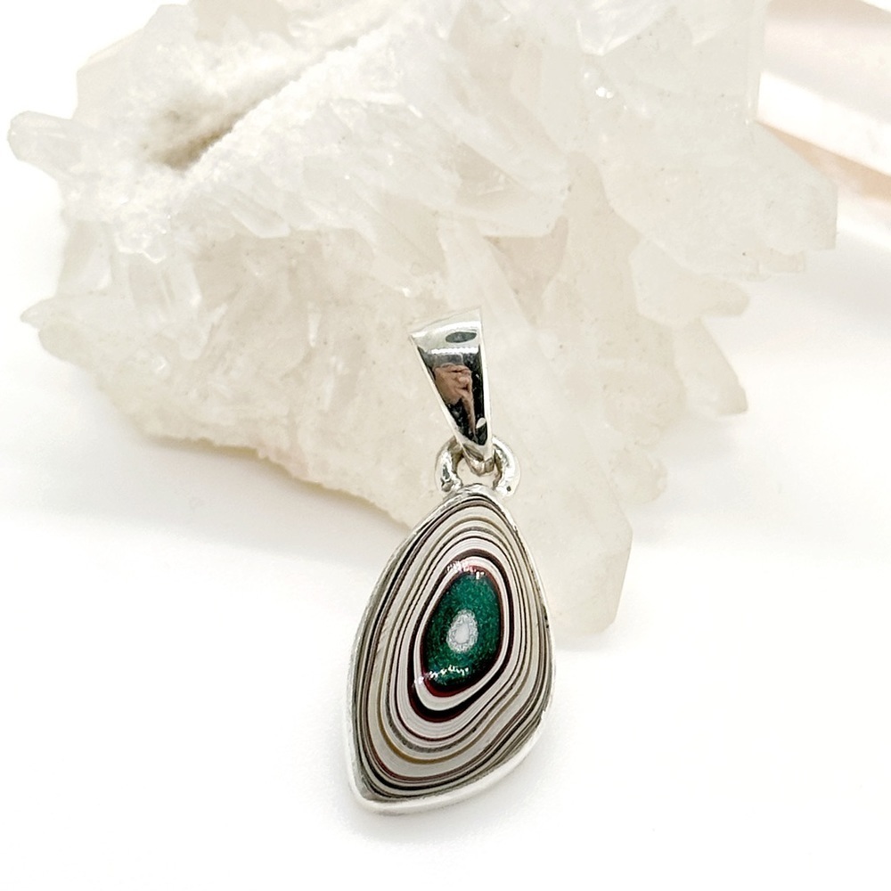 MOTOR Agate “Fordite” UNIQUE  Authentic Solid Sterling Silver Pendant